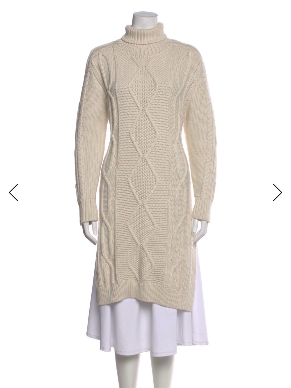 10 Crosby Derek Lam Cream Cable-Knit Turtleneck Dress